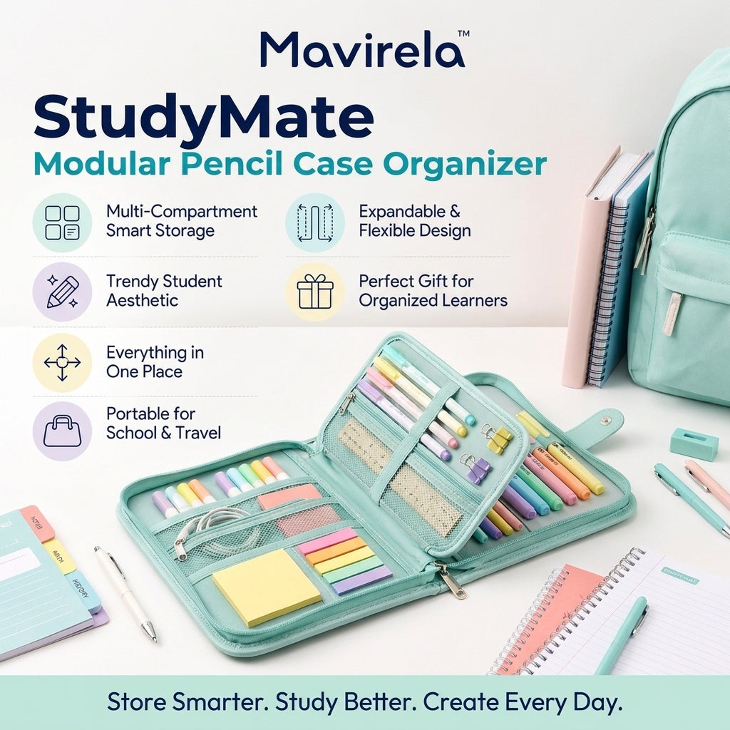 Mavirela™ StudyMate Modular Pencil Case Organizer